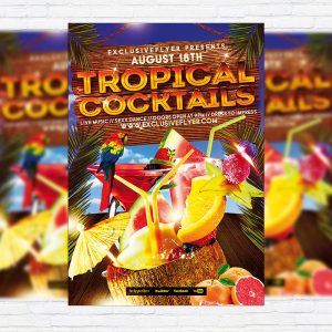 Tropical Cocktails Party - Free Club and Party Flyer PSD Template-1