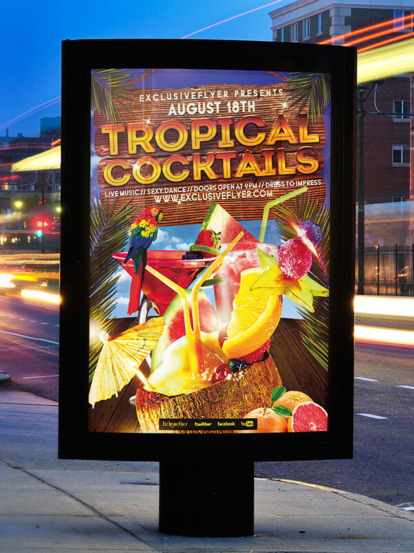 Tropical Cocktails Party - Free Club and Party Flyer PSD Template-2