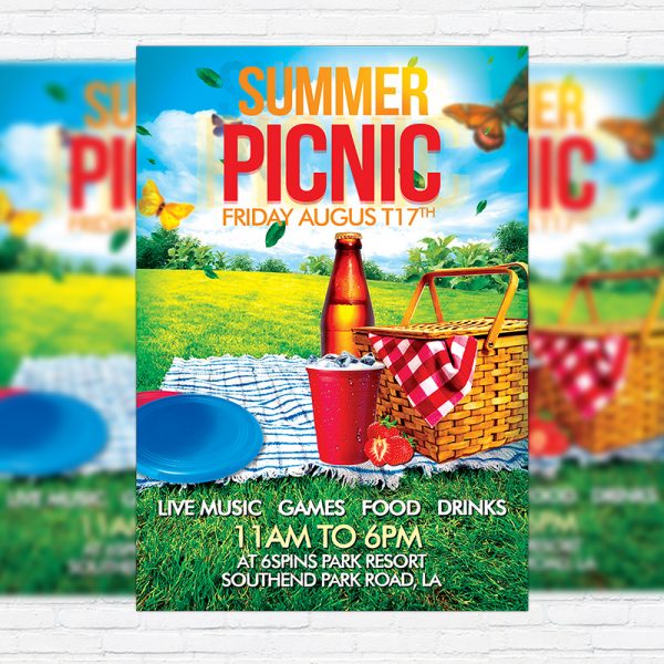 Summer Picnic - Premium Flyer Template + Facebook Cover-1