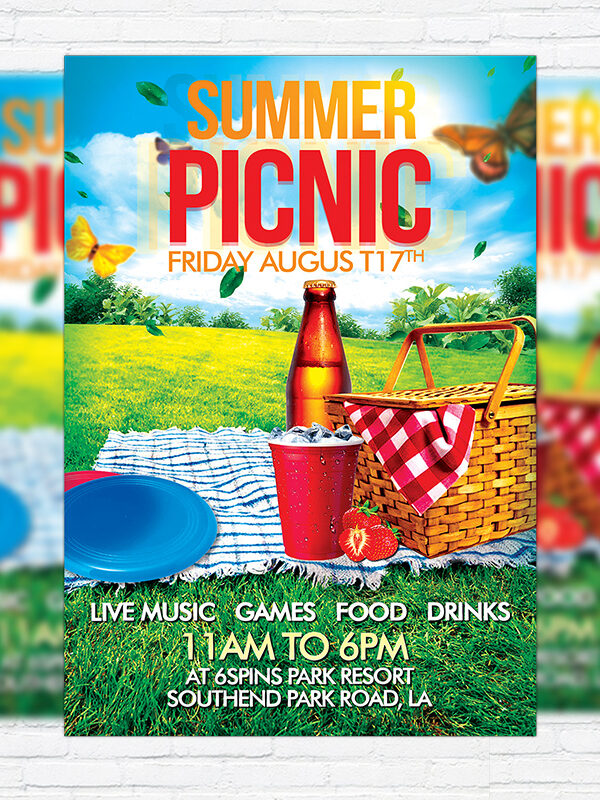 Summer Picnic - Premium Flyer Template + Facebook Cover-1