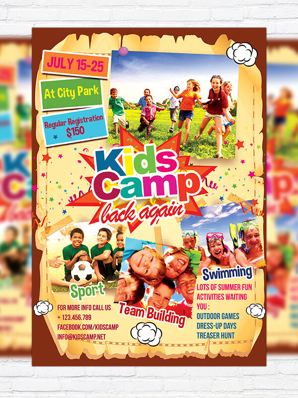 Kids Summer Camp - Premium Business Flyer PSD Template-1