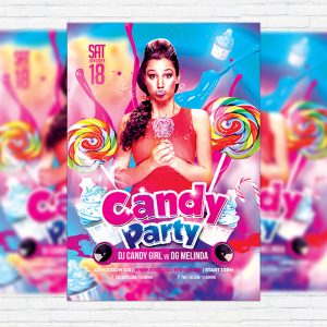 Candy Party - Premium Flyer Template + Facebook Cover-1