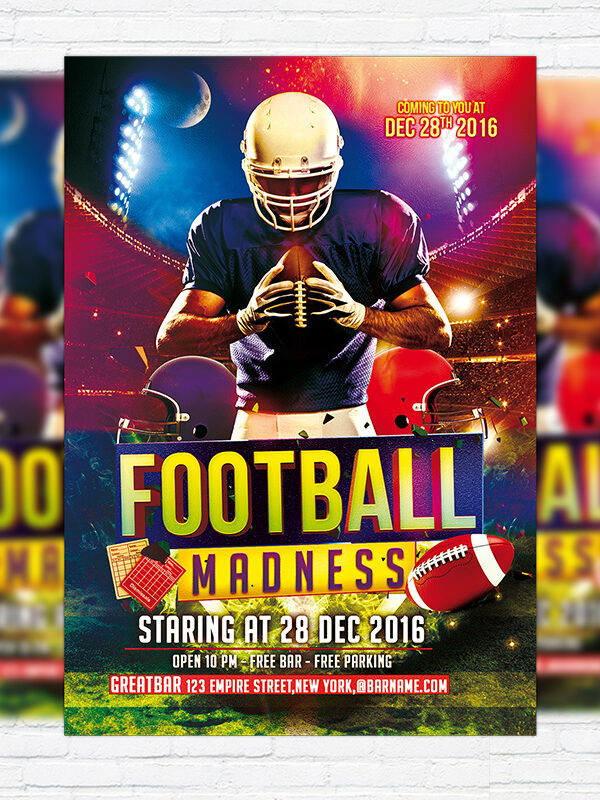Football Madness - Free Club and Party Flyer PSD Template-1
