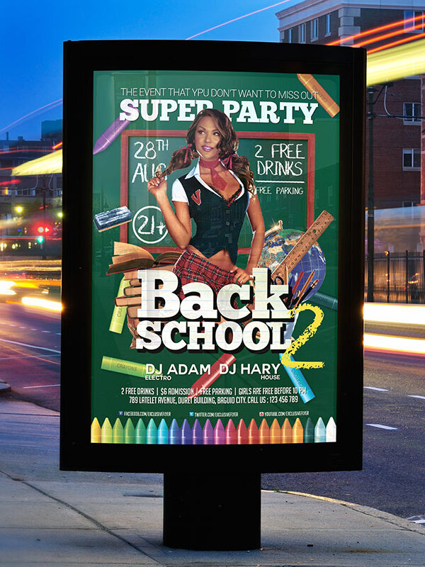 Back To School Party - Premium Flyer Template + Facebook Cover-2