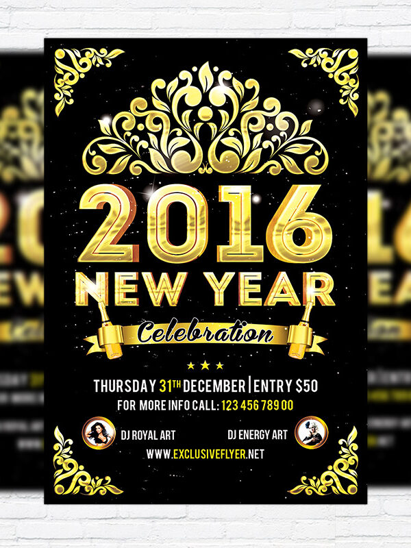 2016 New Year Party - Premium Flyer Template + Facebook Cover