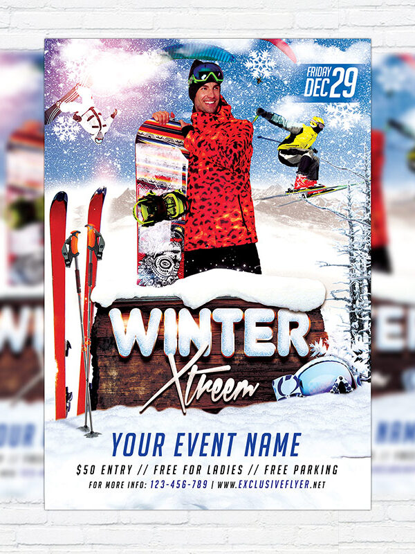 Winter Extreme - Premium Flyer Template + Facebook Cover