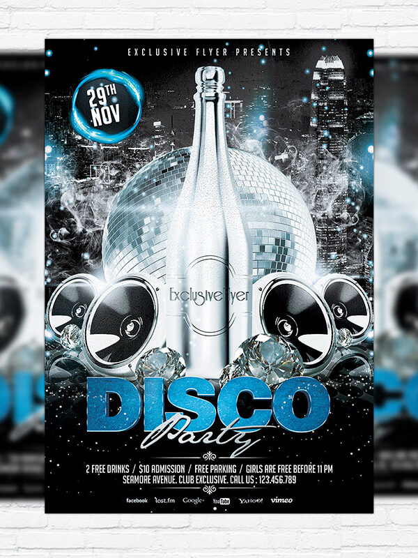 Disco Party - Premium Flyer Template + Facebook Cover