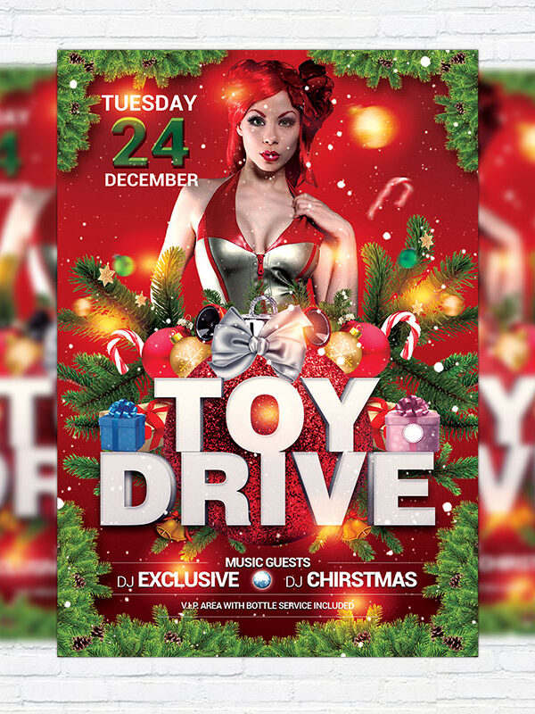 Toy Drive Party - Premium Flyer Template + Facebook Cover