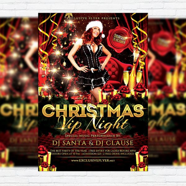 Vip Christmas Night - Premium Flyer Template + Facebook Cover