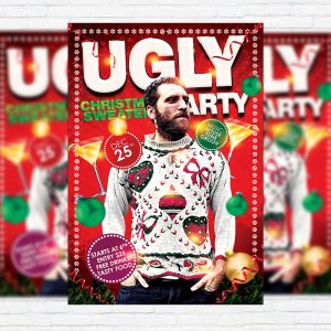 Ugly Christmas Sweaters Party - Premium Flyer Template + Facebook Cover