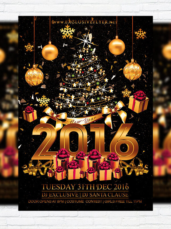 Happy New Year - Premium Flyer Template + Facebook Cover