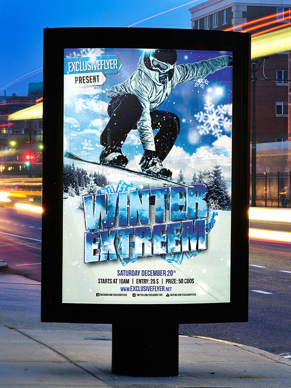 Winter Extreme Sport - Premium Flyer Template + Facebook Cover