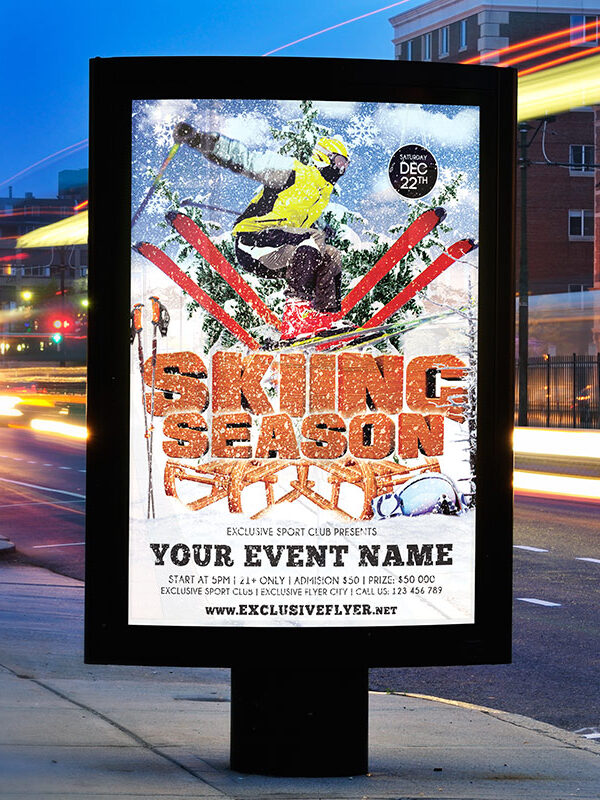 Skiing Season - Premium Flyer Template + Facebook Cover