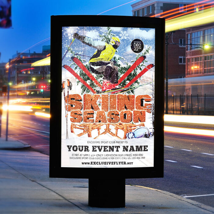 Skiing Season - Premium Flyer Template + Facebook Cover