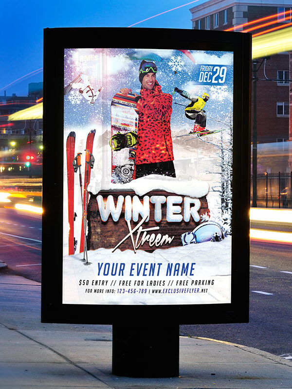 Winter Extreme - Premium Flyer Template + Facebook Cover