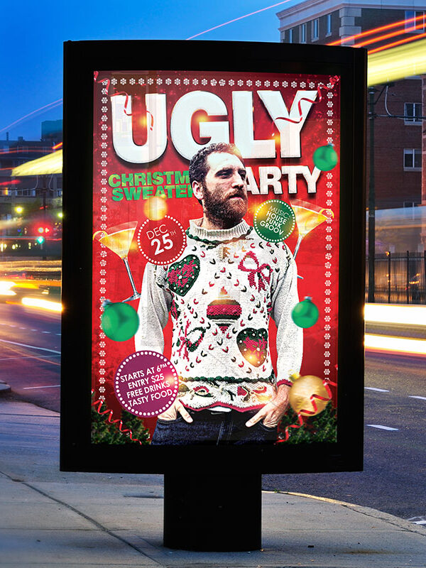 Ugly Christmas Sweaters Party - Premium Flyer Template + Facebook Cover