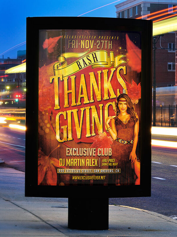 Thanksgiving Bash - Premium Flyer Template + Facebook Cover