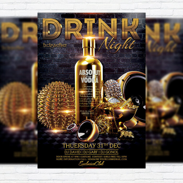 Drink Night - Premium Flyer Template + Facebook Cover