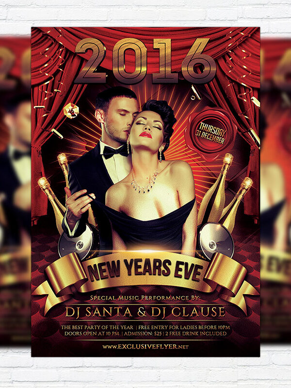 New Year's Eve Party - Premium Flyer Template + Facebook Cover