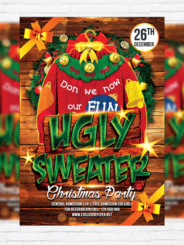 Ugly Sweater Party - Premium Flyer Template + Facebook Cover