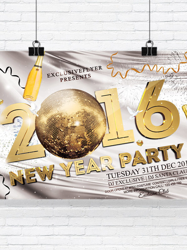 2016 New Year Party - Premium Flyer Template + Facebook Cover
