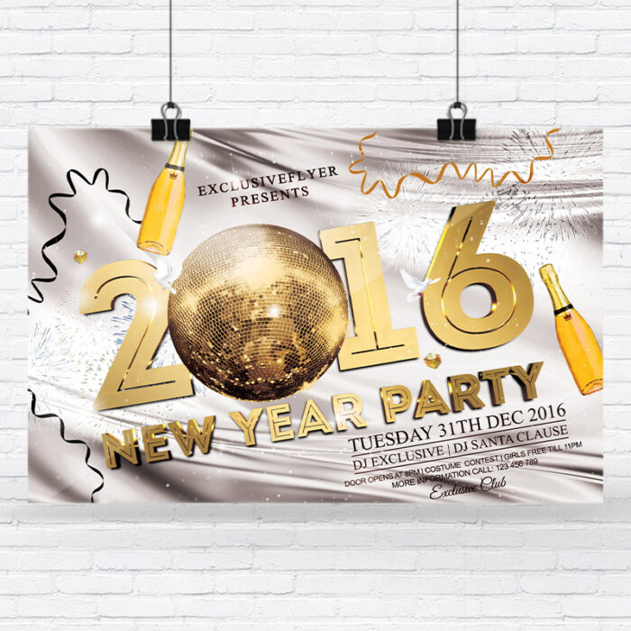 2016 New Year Party - Premium Flyer Template + Facebook Cover