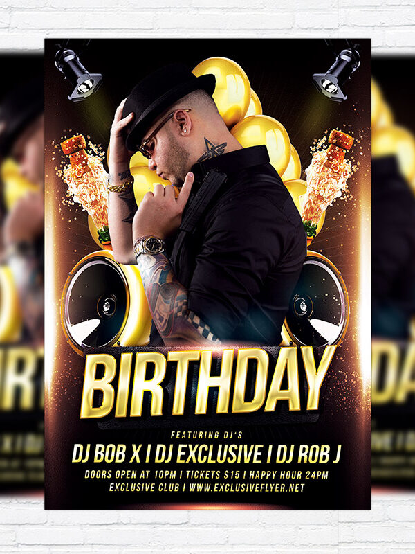 Birthday Party - Free Club and Party Flyer PSD Template