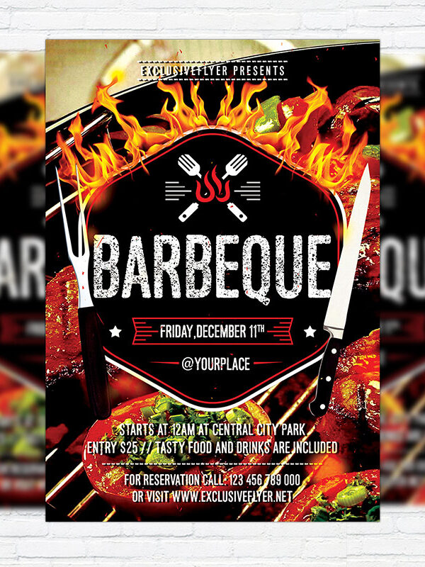 Barbeque Party - Premium Flyer Template + Facebook Cover