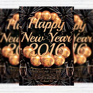Happy New Year - Premium Flyer Template + Facebook Cover