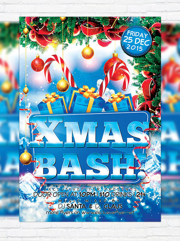 Christmas Bash - Free Club and Party Flyer PSD Template
