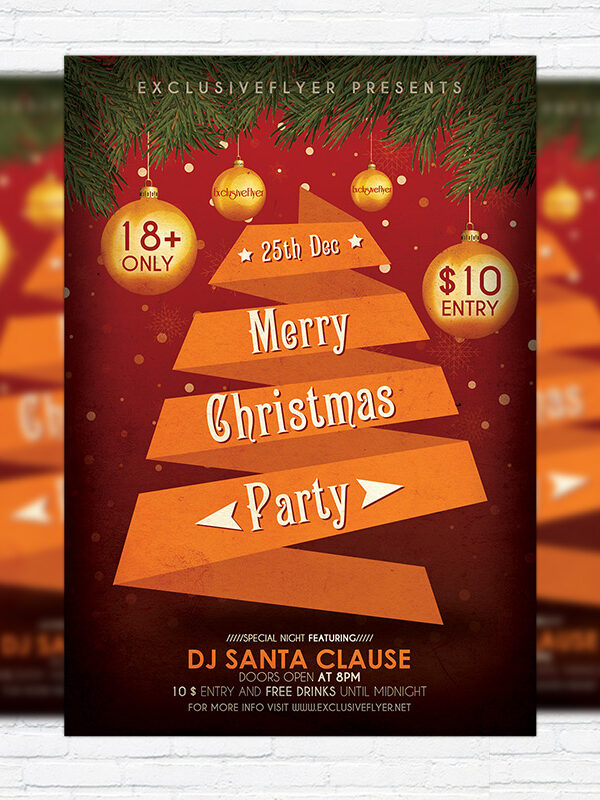 Merry Christmas Party - Free Club and Party Flyer PSD Template