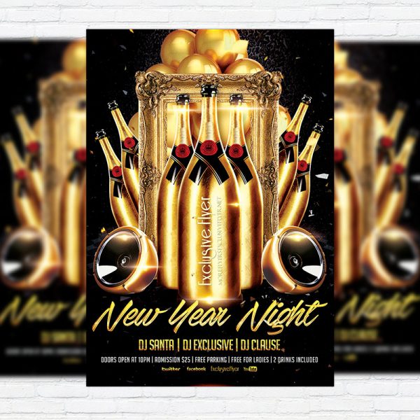 New Year Night - Premium Flyer Template + Facebook Cover