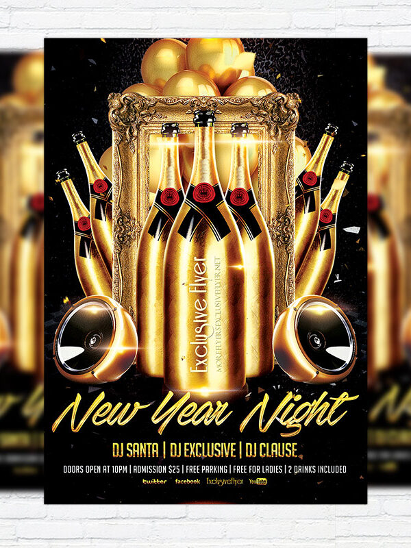 New Year Night - Premium Flyer Template + Facebook Cover