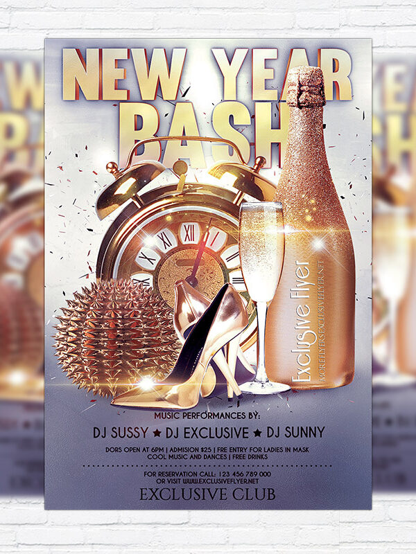 New Year Bash - Premium Flyer Template + Facebook Cover