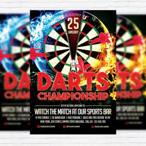 Darts Championship - Premium Flyer Template + Facebook Cover