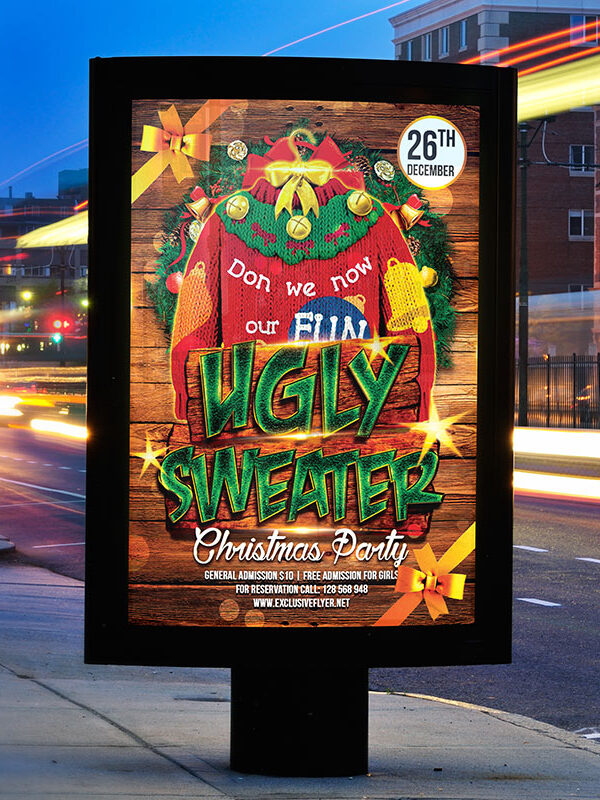 Ugly Sweater Party - Premium Flyer Template + Facebook Cover