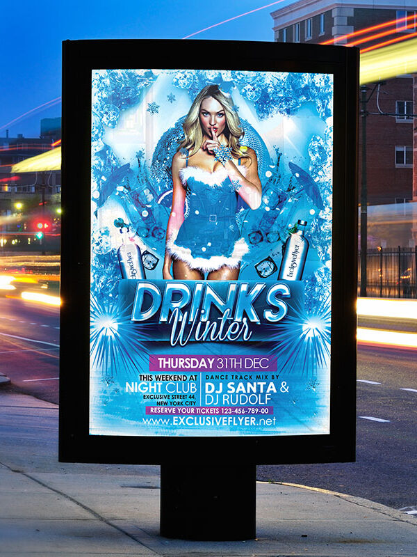 Winter Drinks - Premium Flyer Template + Facebook Cover