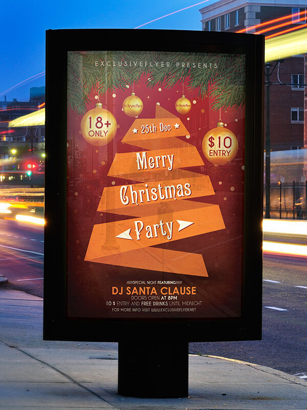 Merry Christmas Party - Free Club and Party Flyer PSD Template