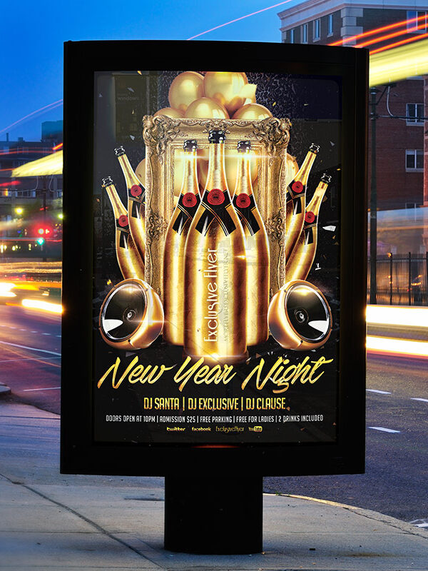 New Year Night - Premium Flyer Template + Facebook Cover
