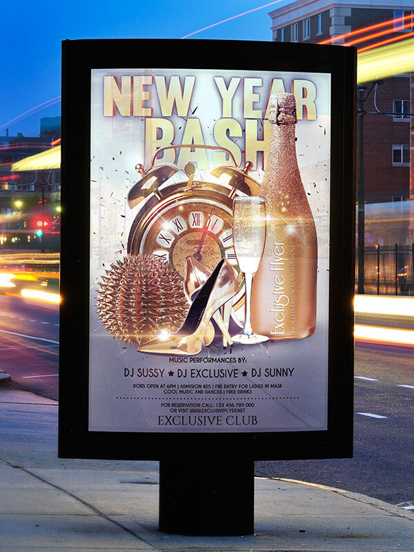 New Year Bash - Premium Flyer Template + Facebook Cover