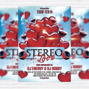Stereo Love Party - Premium Flyer Template + Facebook Cover