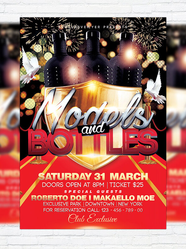 Models and Bottles - Premium Flyer Template + Facebook Cover