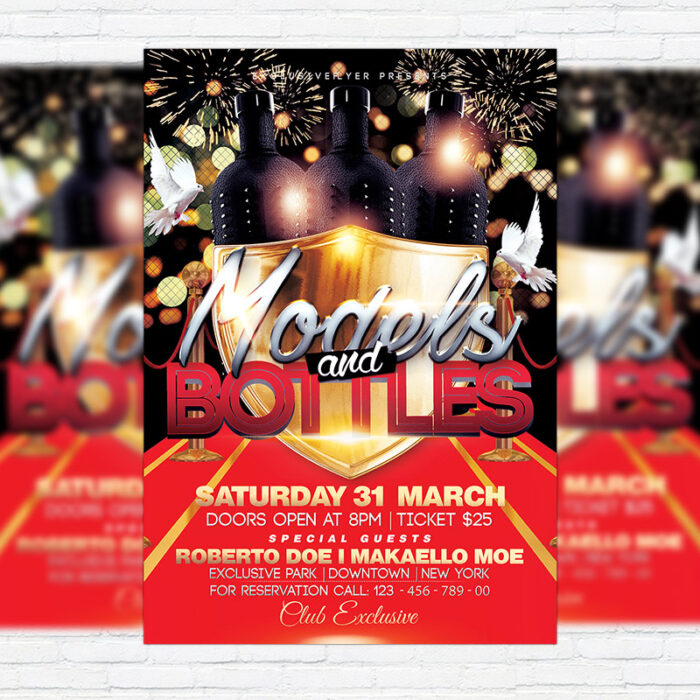 Models and Bottles - Premium Flyer Template + Facebook Cover