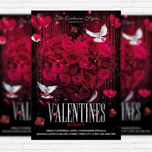 Exclusive Valentines Night - Premium Flyer Template + Facebook Cover