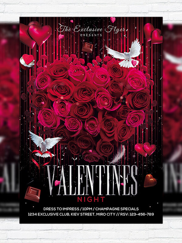 Exclusive Valentines Night - Premium Flyer Template + Facebook Cover