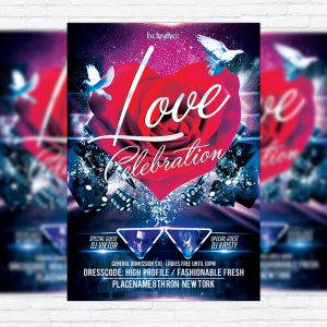 Love Celebration - Free Club and Party Flyer PSD Template