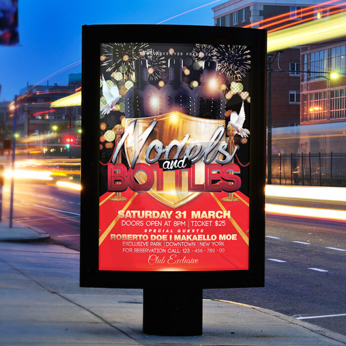 Models and Bottles - Premium Flyer Template + Facebook Cover