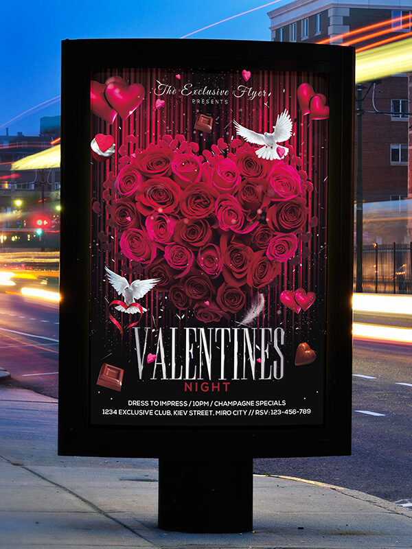 Exclusive Valentines Night - Premium Flyer Template + Facebook Cover