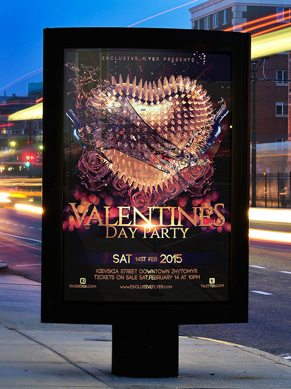 Valentines Day Party - Premium Flyer Template + Facebook Cover