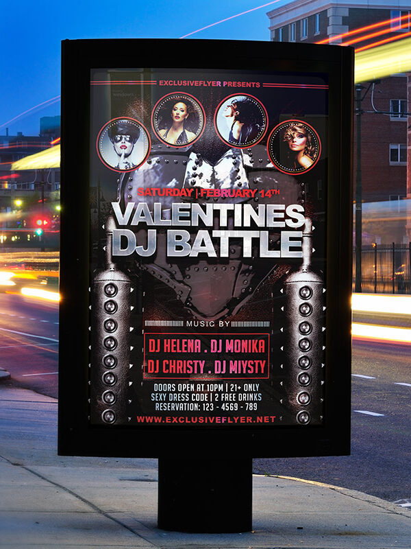 Valentines Dj Battle - Premium Flyer Template + Facebook Cover